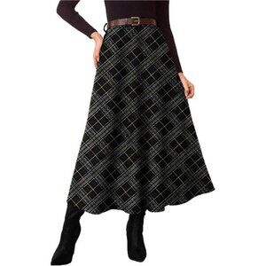 Plaid Skirts with Pockets Black